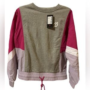 NWT Peloton color block mix windbreaker, pink & gray, size small